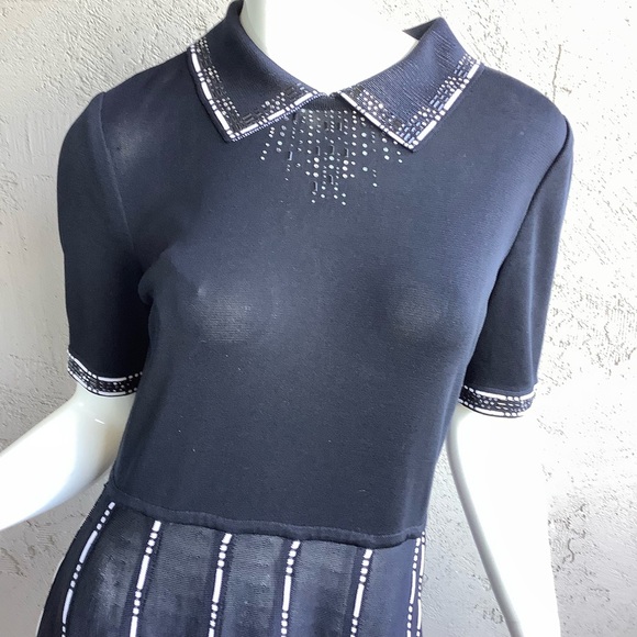 Escalier Sheer Black Sweater Dress with Beaded Accents - Picture 8 of 9